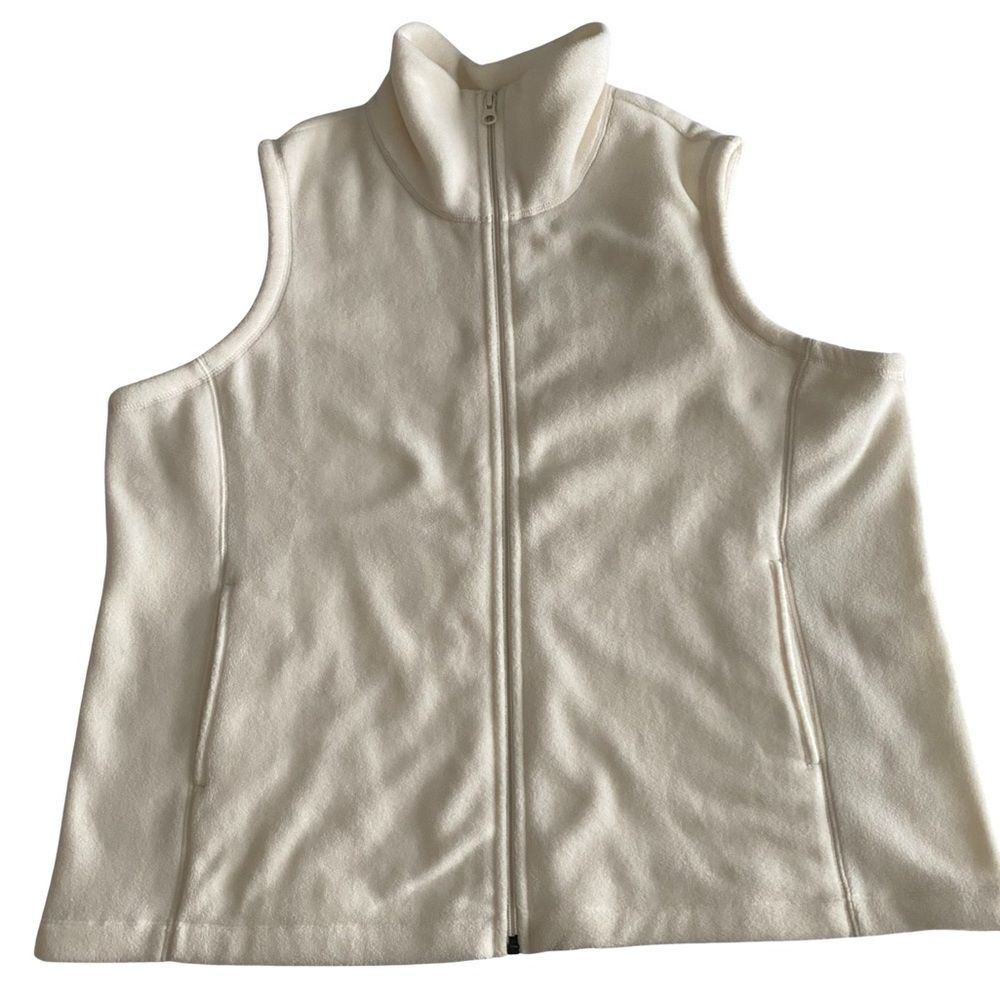 New Lands’ End High Neck Fleece Vest Ivory Size LP